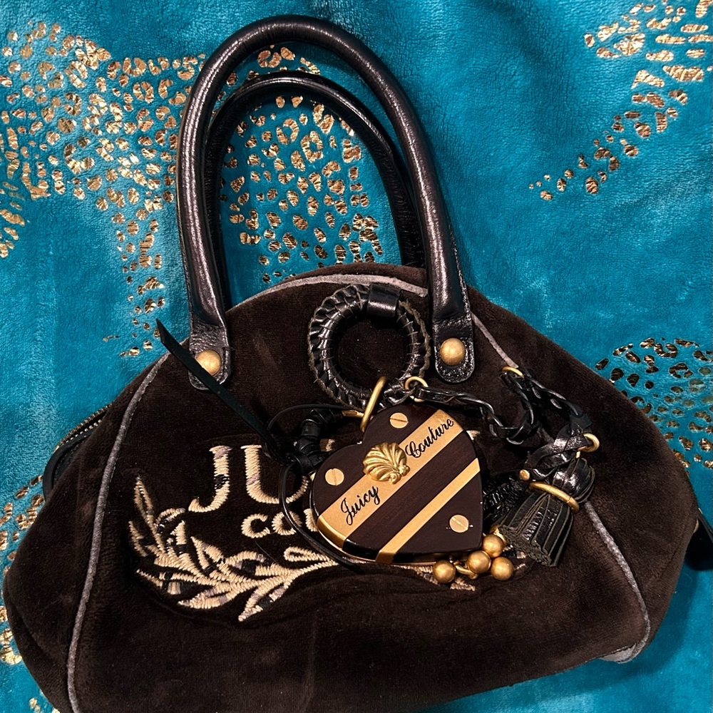 Juicy Couture Vintage Velour Bag with Gold Accents
